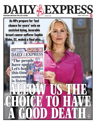 Daily Express Newspaper Front Page (UK) for 20 June 2025