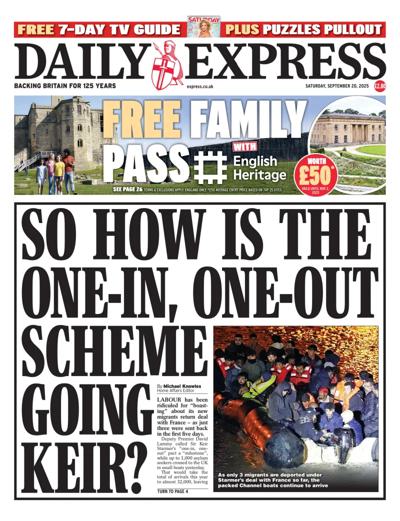 Daily Express Newspaper Front Page (UK) for 20 September 2025