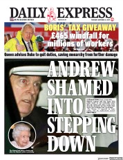 Daily Express (UK) Newspaper Front Page for 21 November 2019