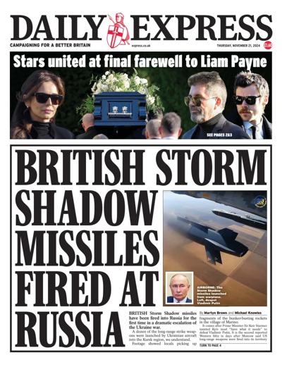 Daily Express Newspaper Front Page (UK) for 21 November 2024