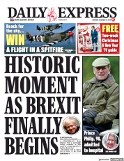 Daily Express (UK) Newspaper Front Page for 21 December 2019