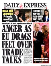 Daily Express (UK) Newspaper Front Page for 21 January 2020