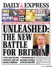 Daily Express (UK) Newspaper Front Page for 21 March 2020