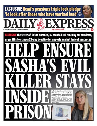 Daily Express Newspaper Front Page (UK) for 22 October 2025