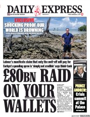 Daily Express (UK) Newspaper Front Page for 22 November 2019