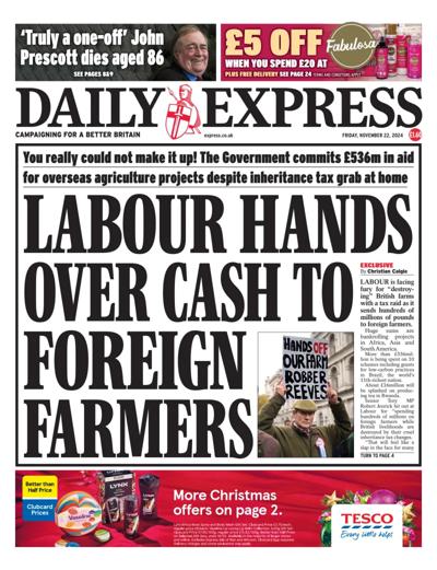 Daily Express Newspaper Front Page (UK) for 22 November 2024