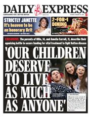 Daily Express front page for 22 February 2025