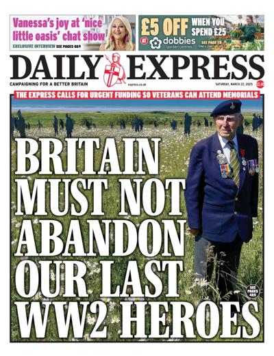 Daily Express Newspaper Front Page (UK) for 22 March 2025