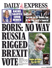 Daily Express (UK) Newspaper Front Page for 22 July 2020