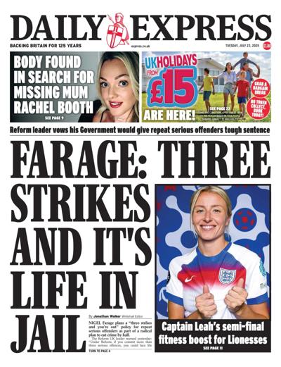 Daily Express Newspaper Front Page (UK) for 22 July 2025