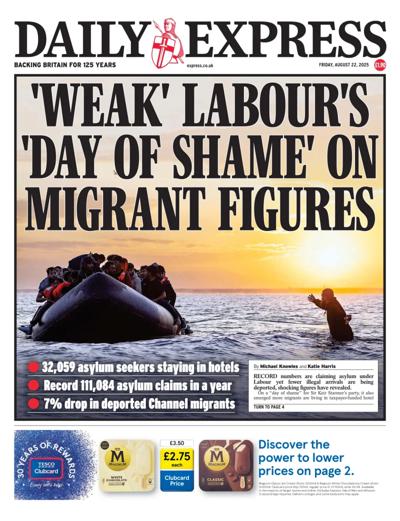 Daily Express Newspaper Front Page (UK) for 22 August 2025