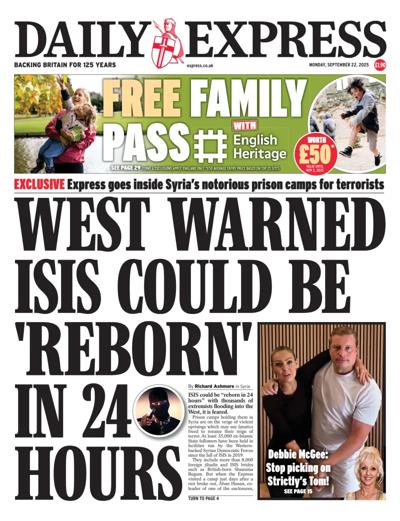 Daily Express Newspaper Front Page (UK) for 22 September 2025