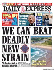 Daily Express (UK) Newspaper Front Page for 23 January 2021