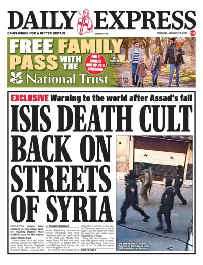 Daily Express Newspaper Front Page (UK) for 23 January 2025