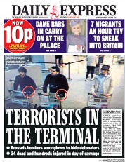 Daily Express (UK) Newspaper Front Page for 23 March 2016