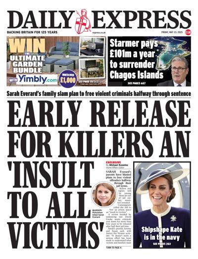 Daily Express Newspaper Front Page (UK) for 23 May 2025