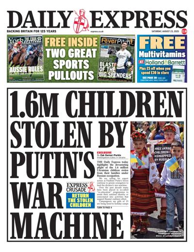 Daily Express Newspaper Front Page (UK) for 23 August 2025