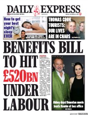 Daily Express (UK) Newspaper Front Page for 23 September 2019