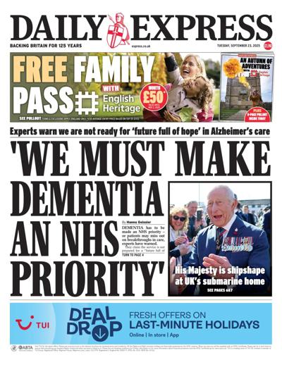 Daily Express Newspaper Front Page (UK) for 23 September 2025