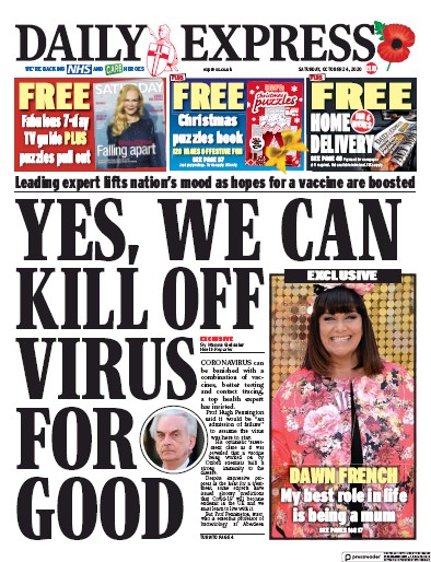 Daily Express Newspaper Front Page (UK) for 24 October 2020