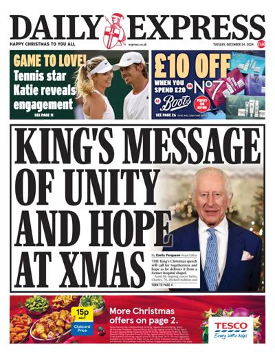 Daily Express Newspaper Front Page (UK) for 24 December 2024