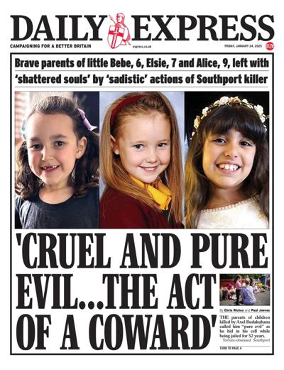 Daily Express Newspaper Front Page (UK) for 24 January 2025