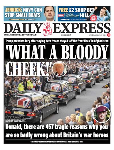 Daily Express Newspaper Front Page (UK) for 24 January 2026