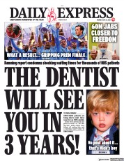 Daily Express (UK) Newspaper Front Page for 24 May 2021