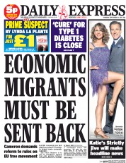 Daily Express (UK) Newspaper Front Page for 24 September 2015