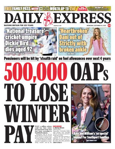 Daily Express Newspaper Front Page (UK) for 24 September 2025