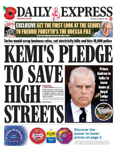 Daily Express Newspaper Front Page (UK) for 25 October 2025
