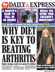 Daily Express (UK) Newspaper Front Page for 25 January 2016