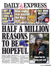 Daily Express (UK) Newspaper Front Page for 25 January 2021