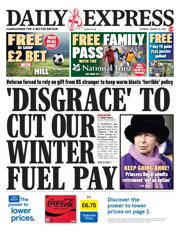 Daily Express front page for 25 January 2025