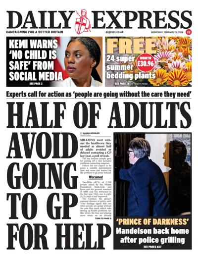 Daily Express Newspaper Front Page (UK) for 25 February 2026
