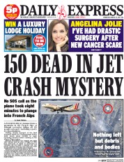 Daily Express (UK) Newspaper Front Page for 25 March 2015