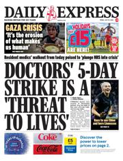 Daily Express front page for 25 July 2025