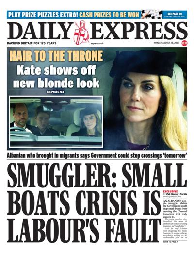 Daily Express Newspaper Front Page (UK) for 25 August 2025