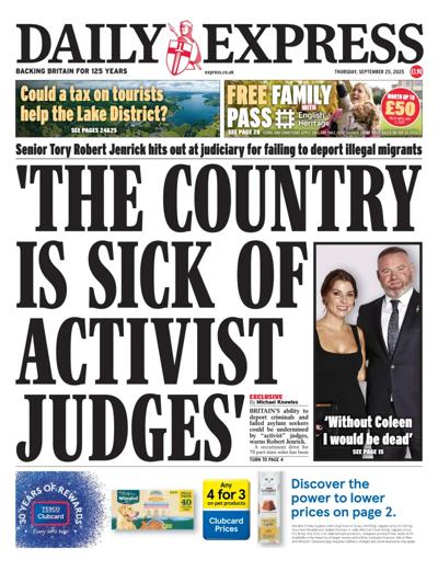 Daily Express Newspaper Front Page (UK) for 25 September 2025
