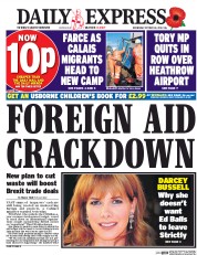 Daily Express (UK) Newspaper Front Page for 26 October 2016