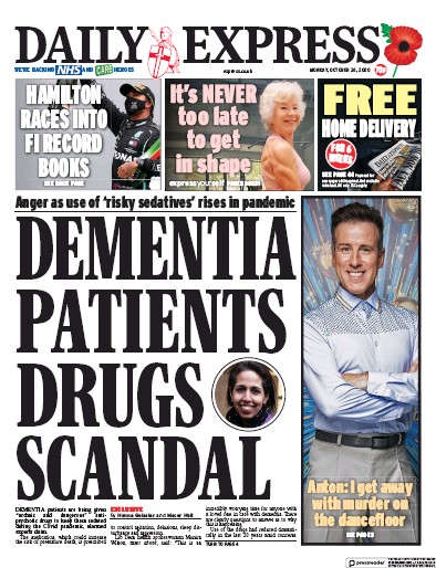 Daily Express Newspaper Front Page (UK) for 26 October 2020