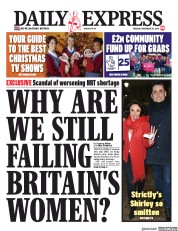 Daily Express (UK) Newspaper Front Page for 26 November 2019