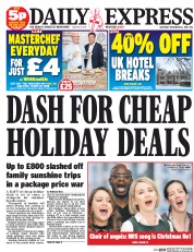 Daily Express (UK) Newspaper Front Page for 26 December 2015