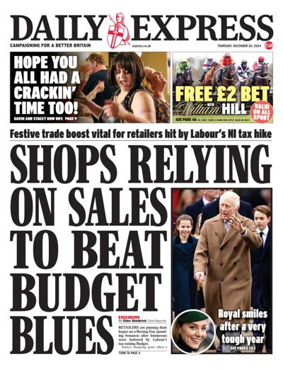 Daily Express Newspaper Front Page (UK) for 26 December 2024