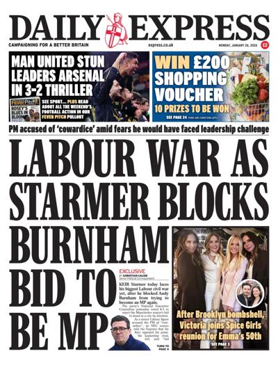 Daily Express Newspaper Front Page (UK) for 26 January 2026