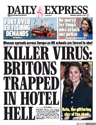 Daily Express Newspaper Front Page (UK) for 26 February 2020