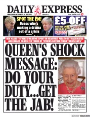 Daily Express (UK) Newspaper Front Page for 26 February 2021