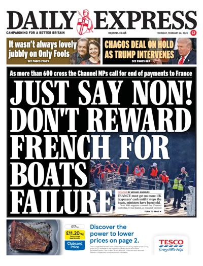 Daily Express Newspaper Front Page (UK) for 26 February 2026