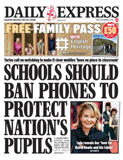 Daily Express Newspaper Front Page (UK) for 26 September 2025