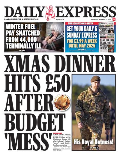 Daily Express Newspaper Front Page (UK) for 27 November 2024